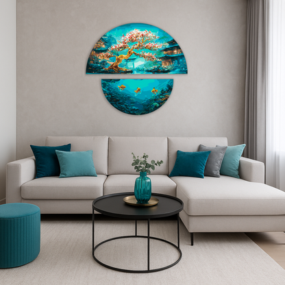 Paint by Numbers on a 70*70 cm frame Landscape. The Magic of Two Worlds with Metallic Paints (semi-circles) OSR 1011