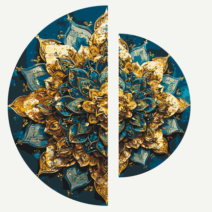Maľovanie podľa čísel na ráme ⌀50 cm + ⌀70 cm - Ornament žiary - Kvety s metalickými farbami - OSR 1016