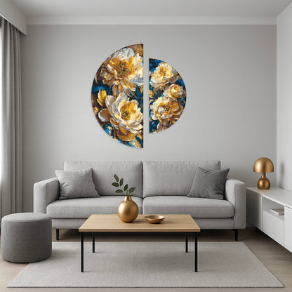 Maľovanie podľa čísel na ráme ⌀50 cm + ⌀70 cm - Kráľovské pivónie - Kvety s metalickými farbami - OSR 1017