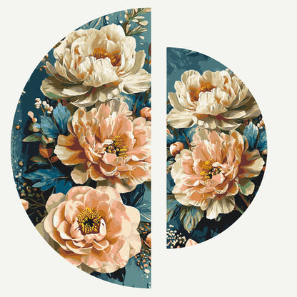 Maľovanie podľa čísel na ráme ⌀50 cm + ⌀70 cm - Broskyňové lupienky - Kvety - OSR 1018