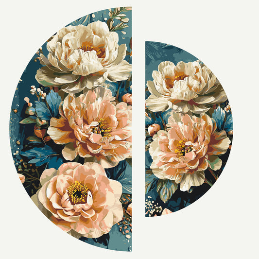Maľovanie podľa čísel na ráme ⌀50 cm + ⌀70 cm - Broskyňové lupienky - Kvety - OSR 1018