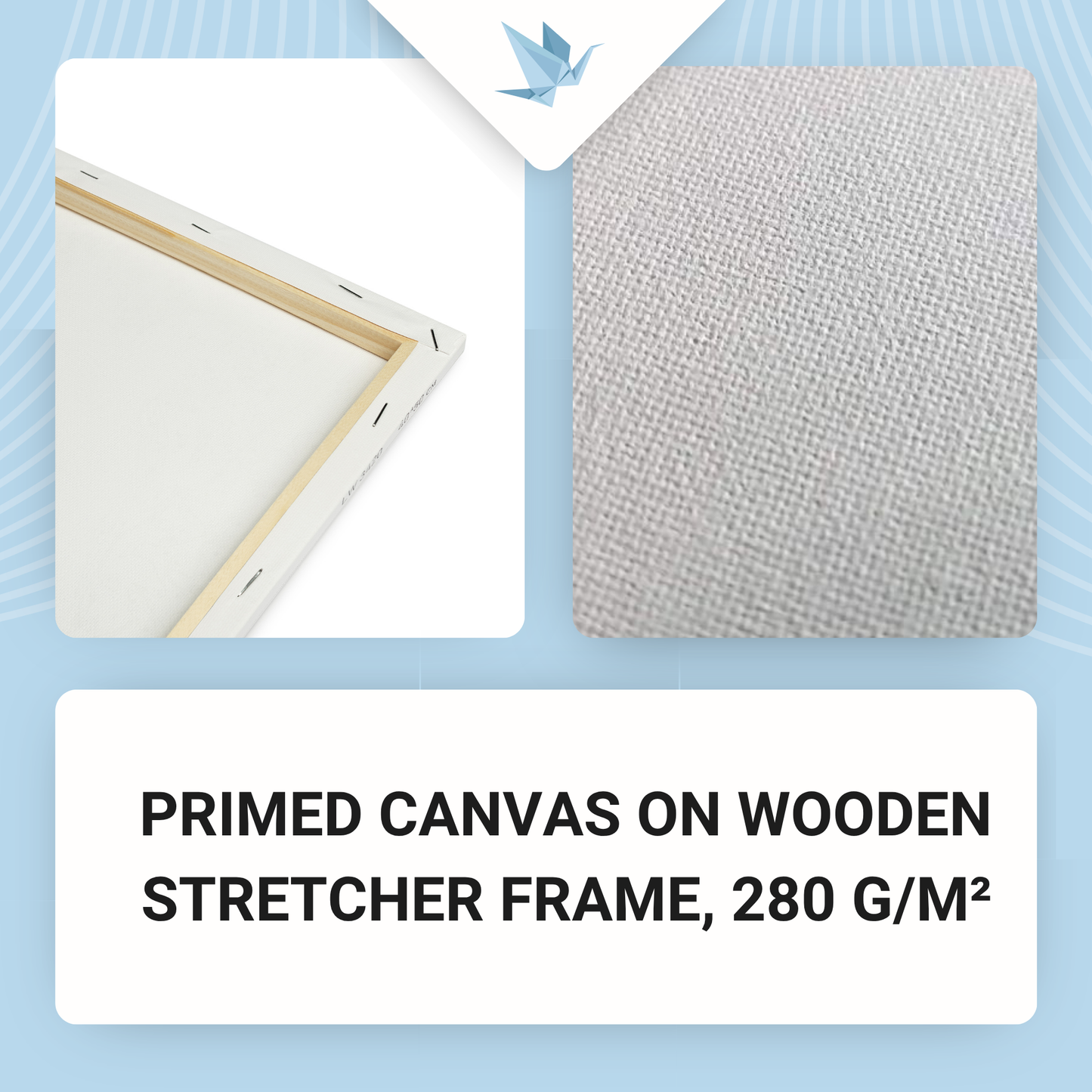 Artist Canvas on Wooden Stretcher Frame 20×20 cm, Primed, 280 g/m²