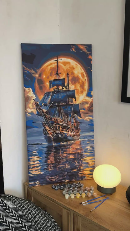 Paint by numbers on a 40*80 cm frame. Ship on the Sea LW 5108