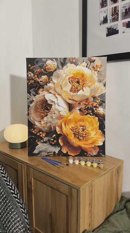 Paint by Numbers on frame 40*50 cm Flowers - Rich Peonies with metallic colors LW 3154-01
