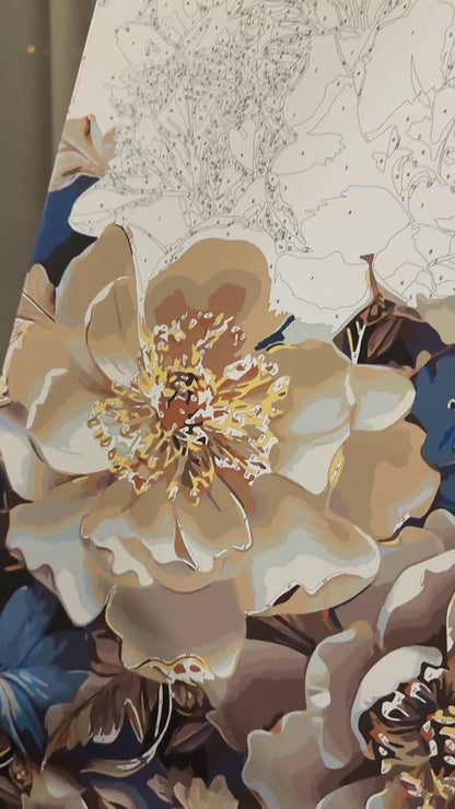 Paint by Numbers on a 40*80 cm frame Flowers. Peonies with Metallic Paints LW 5166