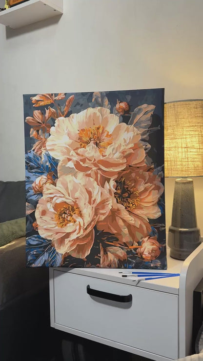 Paint by Numbers on Frame 40*50 cm Flowers - Beige Peonies with Metallic Paints LW 3159-01